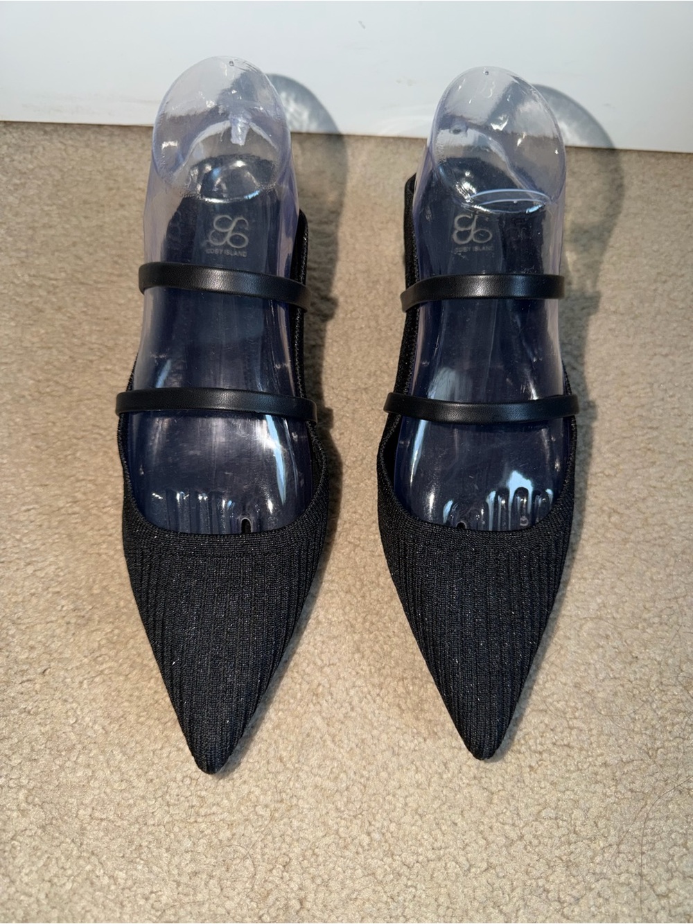 Cosy Island Womens 8 Black Shimmer Pointed Toe Double Strap Mary Jane Heels - Picture 2 of 7